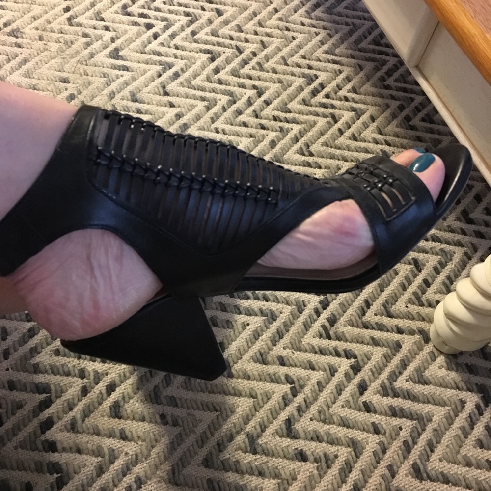 Vince Camuto Black Leather Estora Bootie/Sandal